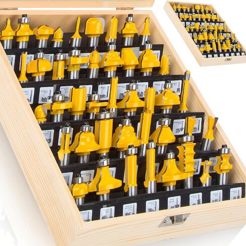 OLETBE 1/2 Inch Shank Router Bit Set 41 PCS, Extended Door Rail Cabinet Stile Router Bits Sets, Woodworking Milling Cutter Tools, Shelf Panel Router Grooving Tool (Panel) in Kuwait