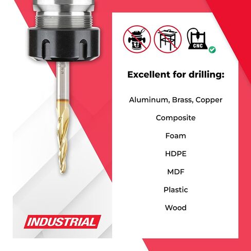 Amana Tool CNC 2D and 3D Carving Ball Nose Tapered Angle Router Bit (HSS), ZrN Coated, HSS1304, 3.6 Deg 1/8 D x 1/16 R x 1 x 1/4 Shk x 3 Inch L x 3 F in Kuwait