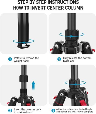 Camera Tripod, Lightweight Travel Outdoor DSLR Tripods Aluminum Tripod/Monopod, 360°Ball Head Detachable, Tripod for iPhone, ipad, DSLR,Tablet with Carry Bag in Kuwait
