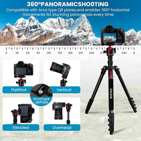 Camera Tripod, Lightweight Travel Outdoor DSLR Tripods Aluminum Tripod/Monopod, 360°Ball Head Detachable, Tripod for iPhone, ipad, DSLR,Tablet with Carry Bag in Kuwait