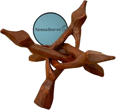 NESSASTORES 24 Wooden Tripod Stand - 6" Hand Carved Room Decor Holder, Ideal Crystal Ball Stand, Rock Stand, Vase Holder Stand for Abalone Shell, Decorative Bowl, Sphere, or Geode JC-046 in Saudi Arabia
