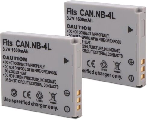 2Pcs NB-4L NB-4LH Replacement Battery for Canon PowerShot SD30, SD40, SD200, SD300, SD400 SD430 SD450, ELPH 100 300 310 330, IXY Digital 10 40 45 50 55 Digital IXUS i i7 Zoom Camera786354065208 in Kuwait