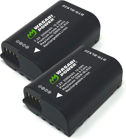 Wasabi Power Battery (2-Pack) for Panasonic DMW-BLK22 and Panasonic Lumix DC-S9, DC-G9, DC-S5, DC-S5 II, DC-S5 IIX, GH5 II, GH6, S5II, S5IIX, S5M2, S5M2X, GH5M2 in Kuwait