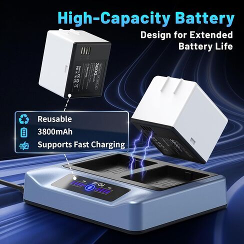 2Pack 3800mAh for Arlo Battery with Charger Station, Supports PD Fast Charging Mode, 2026 Upgrade Rechargeable High Capacity Lithium Battery for Arlo Pro/ 2 Camera in Kuwait