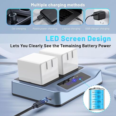 2Pack 3800mAh for Arlo Battery with Charger Station, Supports PD Fast Charging Mode, 2026 Upgrade Rechargeable High Capacity Lithium Battery for Arlo Pro/ 2 Camera in Kuwait