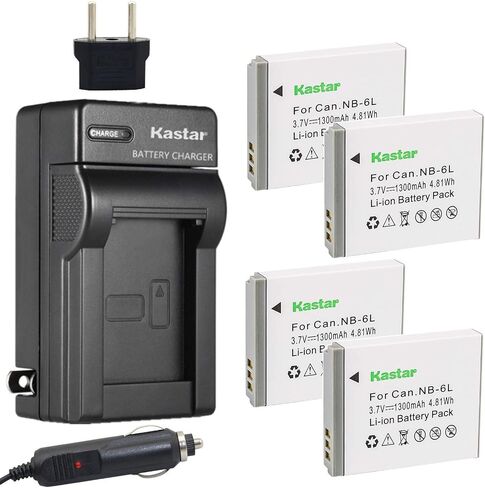 Kastar Battery (3-Pack) and Charger Kit for NB-6L, CB-2LY and Canon PowerShot D20, S90, S95, S120, SD980 is, SD1300 is, SD4000 is, SX170 is, SX260 HS, SX280 HS, SX510 HS, SX600 HS, SX700 HS Cameras in Kuwait
