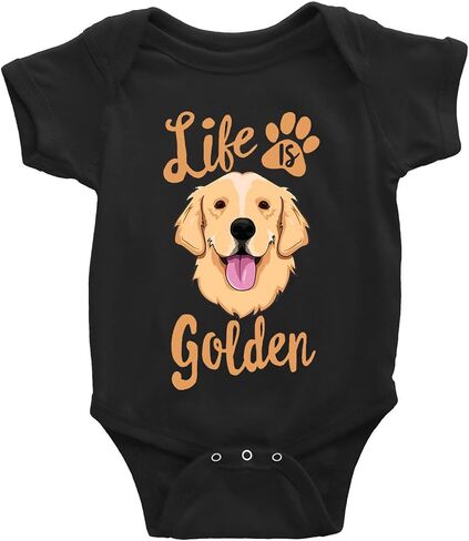 Life is Golden (Golden-Retriever) Infant Short Sleeve Bodysuit Romper Jumpsuit 100 Organic Cotton in Kuwait