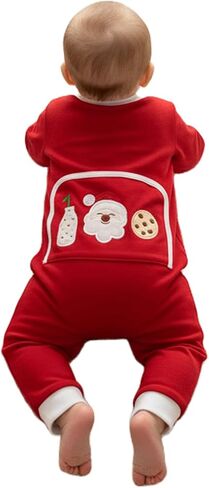 My First Christmas Onesie Butt Flap Baby Girl Boy One Piece Romper Infant Zip-Up Red Santa Milk Pajama Flapjacks in Kuwait