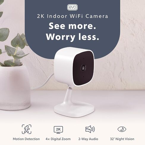 Swann EVO 2K Indoor Wi-Fi Security Camera: 2K HD Video, Compact Plug-in, Sound/Motion/pet/Person Detection, Live View, Night Vision, 2-Way Talk & Siren, Baby Monitor, Local/Cloud Storage, Easy Setup in Kuwait