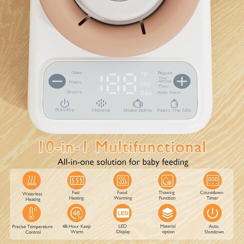 Waterless Baby Bottle Shaker and Warmer, Easy to Use & Clean | Fast Heating & Automatic Mixing for Formula, Adjustable Temperature, Quiet in Kuwait