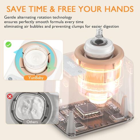 Waterless Baby Bottle Shaker and Warmer, Easy to Use & Clean | Fast Heating & Automatic Mixing for Formula, Adjustable Temperature, Quiet in Kuwait