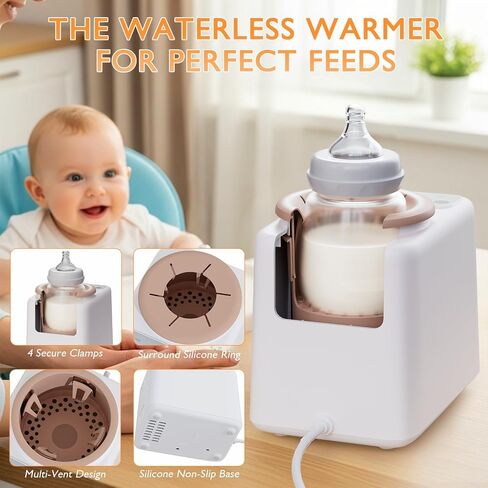 Waterless Baby Bottle Shaker and Warmer, Easy to Use & Clean | Fast Heating & Automatic Mixing for Formula, Adjustable Temperature, Quiet in Kuwait