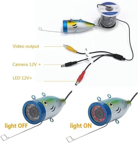 Underwater Fishing Camera, Underwater Fishing Camera Fish Finder Underwater Fishing Video Camera Kit 12 PCS LED Lights 10M 20M 30M Fishfinder in Kuwait