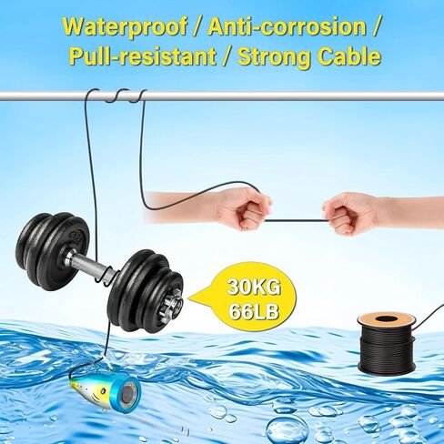 Underwater Fishing Camera, 7" HD LCD DVR Fish Finder 1200TVL Waterproof Fishing Camera IP68 with 36pcs Infrared White Dual Lights for Boat, Lake, Ice Fishing in Kuwait