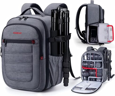 BAGSMART Camera Bag for DSLR, Waterproof Camera Backpacks for Photographers, Camera Case with Laptop Compartment-14 Grey in Saudi Arabia