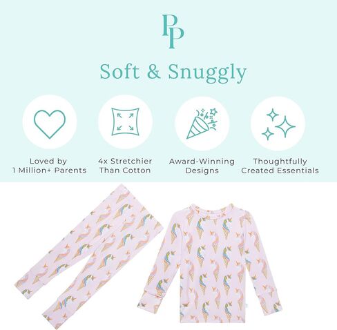 Posh Peanut Classic 2-Piece Girls Pajama Set - Kids Toddlers PJs | Classic Pajamas, Matching 2 Piece Set Long Sleeve and Pants Toddler Kids PJs in Kuwait