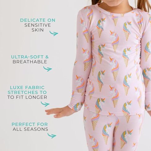 Posh Peanut Classic 2-Piece Girls Pajama Set - Kids Toddlers PJs | Classic Pajamas, Matching 2 Piece Set Long Sleeve and Pants Toddler Kids PJs in Kuwait