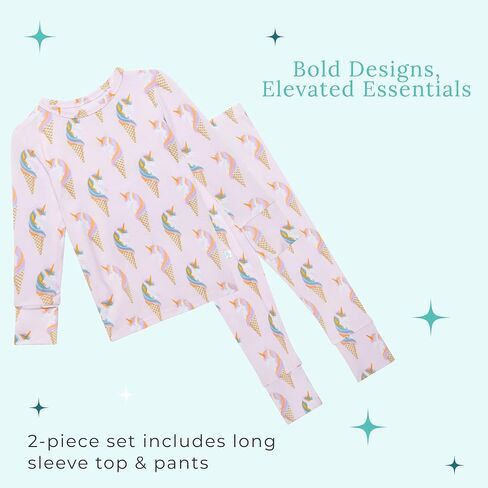 Posh Peanut Classic 2-Piece Girls Pajama Set - Kids Toddlers PJs | Classic Pajamas, Matching 2 Piece Set Long Sleeve and Pants Toddler Kids PJs in Kuwait
