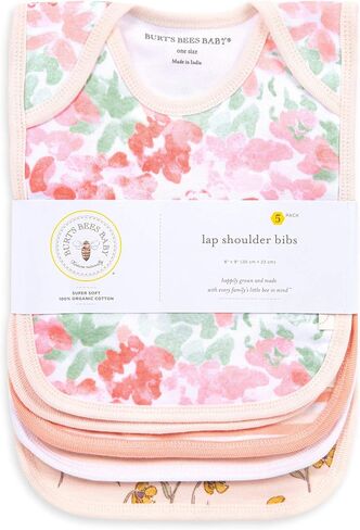 Burt's Bees Baby Bibs, Lap-Shoulder Drool Cloths, 100% Organic Cotton with Absorbent Terry Towel Backing in Kuwait