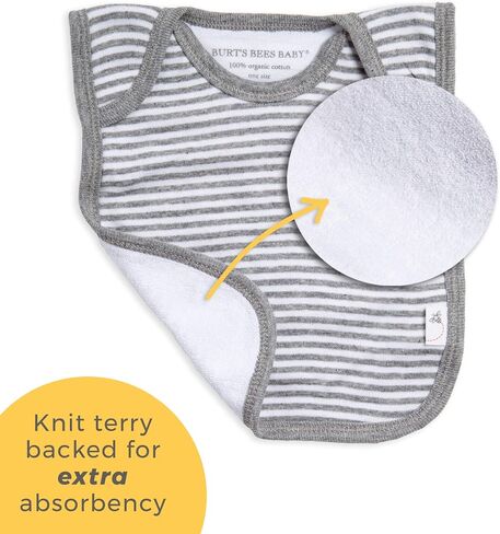 Burt's Bees Baby Bibs, Lap-Shoulder Drool Cloths, 100% Organic Cotton with Absorbent Terry Towel Backing in Kuwait