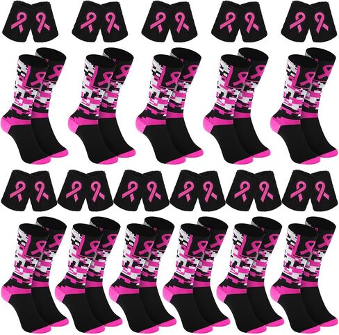 Ramede Breast Cancer Awareness Socks and Wristbands Youth Pink Ribbon Cheer Football Accessories Bulk in Kuwait