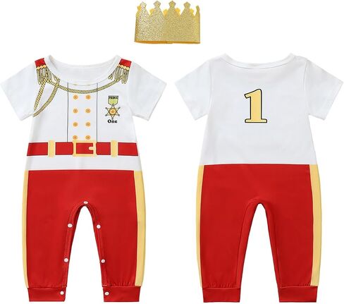 Baby Boy 1st Birthday Outfit Infant One Year Old Birthday Romper Set Boy Cute Prince Outfit in Kuwait
