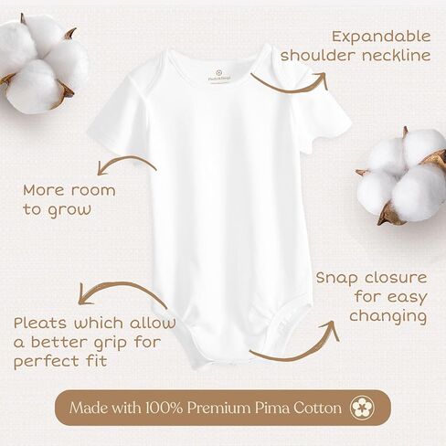 Pimbi&Bimpi Baby Bodysuit - Short Sleeve | Premium Peruvian PIMA Cotton | Gender Neutral Baby Clothes in Kuwait