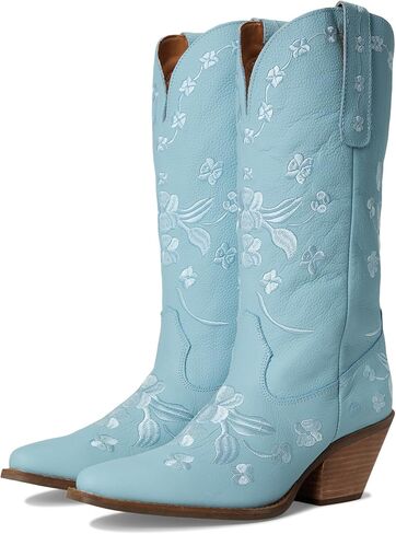 Dingo Womens Love Bug Floral Embroidered Snip Toe Casual Boots Mid Calf Mid Heel 2-3" in Kuwait