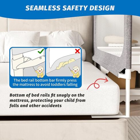 3-Piece California King Size Bed Rails for Toddlers, with Headboard Rod -Height Adjustable Baby' Safety Bed Rails Guard for California King Size Bed(3Pack 82.7"x82.7"x70.8"-Gray) in Kuwait