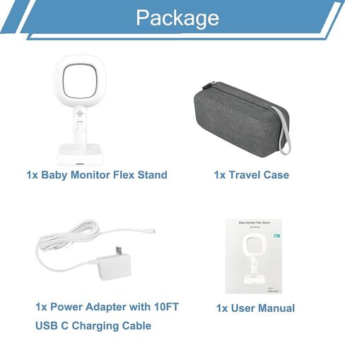 Travel Pack for Nanit Pro Baby Monitor-Flex Stand & Carrying Case | 10FT USB C Charging Cable Power Adapter Included,Travel-Friendly,Portable Travel Stand & Protective Hard Shell Carrying Case in Kuwait