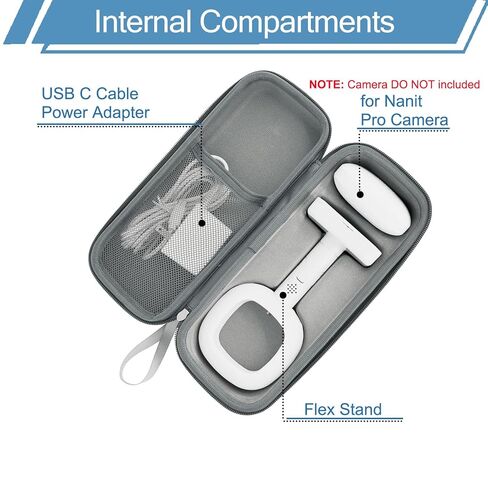 Travel Pack for Nanit Pro Baby Monitor-Flex Stand & Carrying Case | 10FT USB C Charging Cable Power Adapter Included,Travel-Friendly,Portable Travel Stand & Protective Hard Shell Carrying Case in Kuwait