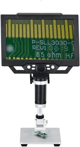 G1600 Digital Microscope with 9 Inch LCD, 12MP Camera, 1-1600X Magnification, Photo Video Capture, Adjustable Stand for PCB Soldering Watch Repair Inspection (US Plug) in Kuwait