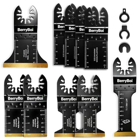 10PC Oscillating Saw Blades and High-Carbon Steel Titanium Oscillating Blades Set, Universal Oscillating Blades for Metal and Wood, Quick Release, Universal Quick-Change System in Kuwait