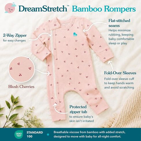 Love to Dream Romper Snug Fit, Viscose from Bamboo | Side Zipper, Built-in Mittens | Supports Better Sleep in Kuwait