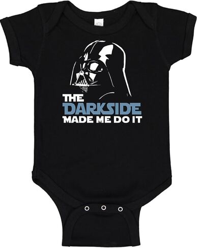 Gina Lou Printed - The Darkside Made Me Do It - Black Color Rompers for Unisex Baby - Crewneck, Short Sleeve Bodysuits in Kuwait