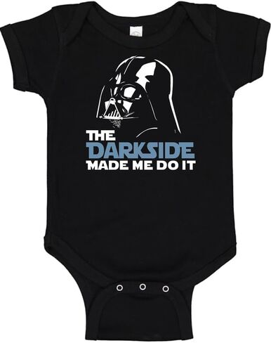 Gina Lou Printed - The Darkside Made Me Do It - Black Color Rompers for Unisex Baby - Crewneck, Short Sleeve Bodysuits in Kuwait