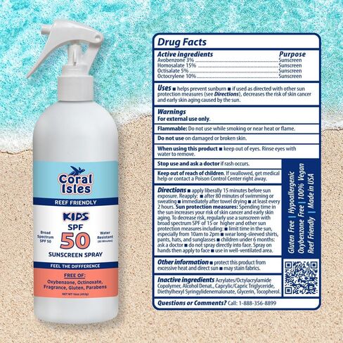 Coral Isles SPF 50 KIDS Spray Reef Compliant Broad Spectrum 16 Fl Oz in Kuwait