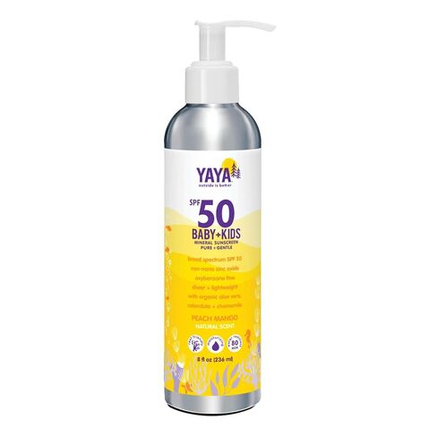YAYA ORGANICS Baby + Kids Mineral Sunscreen Lotion, SPF 50, Reef-Friendly, Non-Nano Zinc Oxide, Water-Resistant, Hypoallergenic, Pure + Gentle for delicate skin, 8 oz in Kuwait
