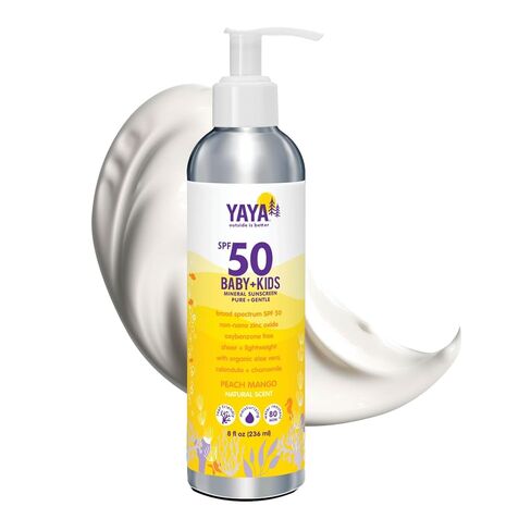 YAYA ORGANICS Baby + Kids Mineral Sunscreen Lotion, SPF 50, Reef-Friendly, Non-Nano Zinc Oxide, Water-Resistant, Hypoallergenic, Pure + Gentle for delicate skin, 8 oz in Kuwait