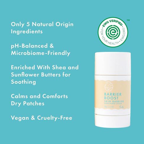 Dabble & Dollop Baby Skin Barrier Soothing Stick - Fragrance-Free Balm for Dry Skin, Chapped Cheeks & Sensitive Skin, Gentle Moisturizing Lotion Stick for Targeted Baby Skin Care (1.1 oz, Pack of 2) in Kuwait