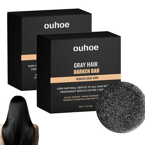 Gray Hair Reverse Bar Soap, Natural Melanin Gray Hair Reverse Bar Shampoo for Women and Men, Deep Scalp Cleansing & Strengthening, Hair Darken Bars with Ginseng & Black Sesame (1pc) (1pc) in Kuwait