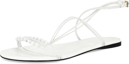 Beaded Strappy Flat Sandals for Women Bohemian Sandals Open Toe Slingback Flats Vacation Beach Casual Daily Dressy Summer Shoes in Kuwait