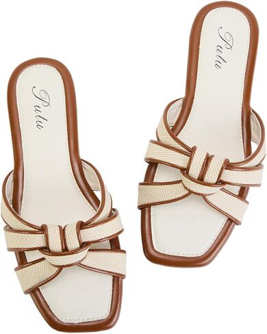 Putu Women's Flat Sandals Square Toe Slide Sandals in Kuwait