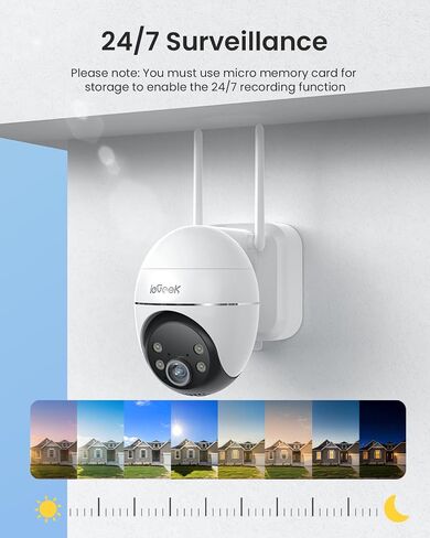 ieGeek Solar Security Cameras Wireless Outdoor, WiFi Surveillance Camera with Solar Panel & 9000mAh Battery, 24/7 Recording, 360° Panoramic View, Auto Tracking, 2K Color Night Vision, No Subscription in Kuwait