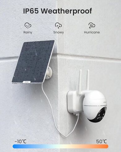 ieGeek Solar Security Cameras Wireless Outdoor, WiFi Surveillance Camera with Solar Panel & 9000mAh Battery, 24/7 Recording, 360° Panoramic View, Auto Tracking, 2K Color Night Vision, No Subscription in Kuwait