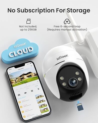 ieGeek Solar Security Cameras Wireless Outdoor, WiFi Surveillance Camera with Solar Panel & 9000mAh Battery, 24/7 Recording, 360° Panoramic View, Auto Tracking, 2K Color Night Vision, No Subscription in Saudi Arabia