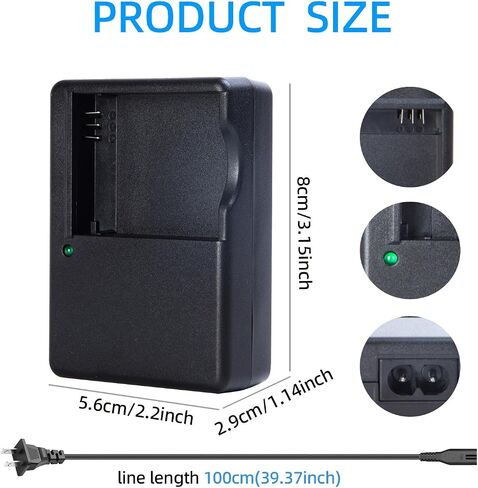 DE-A50 Battery Charger for DMW-BCK7 Battery Compatible with Panasonic Lumix DMC-FP1, DMC-FP3, DMC-FP5, DMC-FP7, DMC-FH2, DMC-FH5, DMC-FH7, DMC-FS16, DMC-FS18, DMC-FS22, DMC-FS35 Cameras in Kuwait