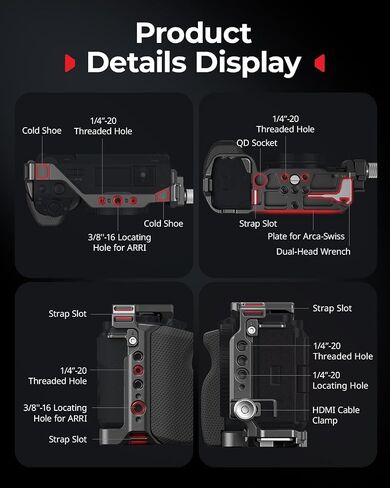 SmallRig ZV-E1 Cage Kit with Silicone Grip and Cable Clamp for HDMI, Full Camera Cage Kit for Sony ZV-E1, Built-in Quick Release Plate for Arca-Type, Cold Shoe Mounts, for DJI Mic 2 in Kuwait