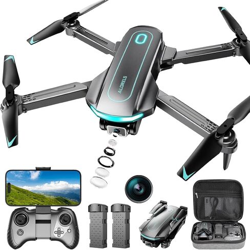 Drone with Camera for Adults and Beginners, 1080P HD FPV Foldable Mini Drones for Kids, 2 Batteries, Carrying Case, Trajectory Flight, Gravity Control, One-Key Takeoff/Landing, 360° Flip, Gift for Boy in Kuwait