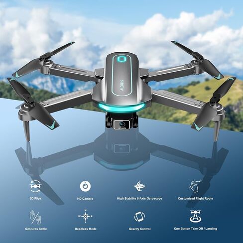 Drone with Camera for Adults and Beginners, 1080P HD FPV Foldable Mini Drones for Kids, 2 Batteries, Carrying Case, Trajectory Flight, Gravity Control, One-Key Takeoff/Landing, 360° Flip, Gift for Boy in Kuwait